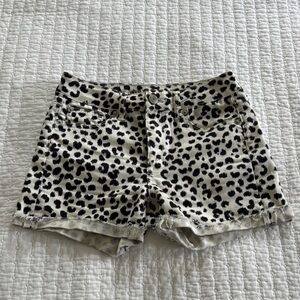 American Eagle Outfitters Black and White Jean Shorts Leopard Print